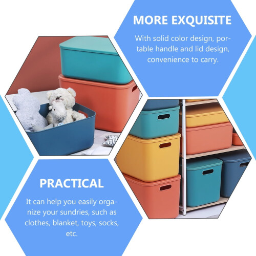 Storage Bins With Lids Small Blue PP For Laundry Area 1Pcs 1