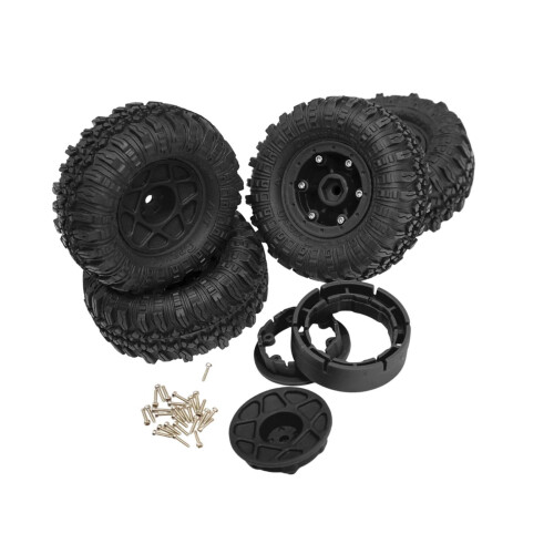 1/18RC Crawler Bildæk, Gummidæk Samling Udskift Komponenter Professionel Sort 1