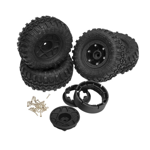 1/18RC Crawler Bildæk, Gummidæk Samling Udskift Komponenter Professionel Sort 2