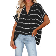 Modisches Sommertop für Damen, weiche und bequeme Bluse im lässig-schicken Stil, leichtes und bequemes Kurzarm-T-Shirt für Büro und Ausgehen,