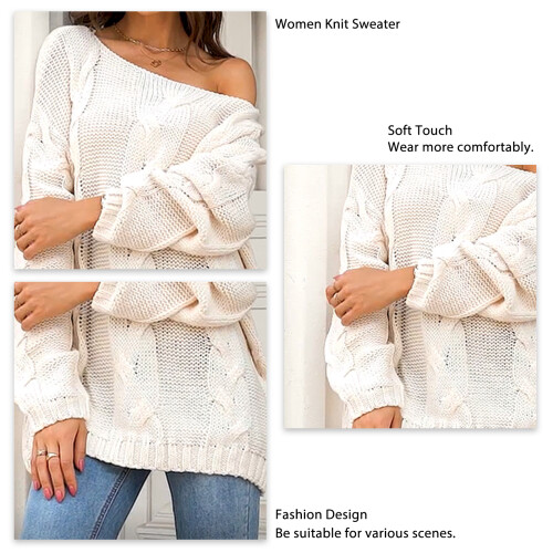 Casual Knit Top για γυναίκες, Πουλόβερ από απαλό πλεκτό ύφασμα, Πουλόβερ με μακριά 2