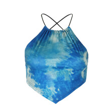 Canotta corta da donna elegante senza maniche, leggera ed elasticizzata, girocollo, per allenamento, yoga, spiaggia, club, feste, serate fuori (una