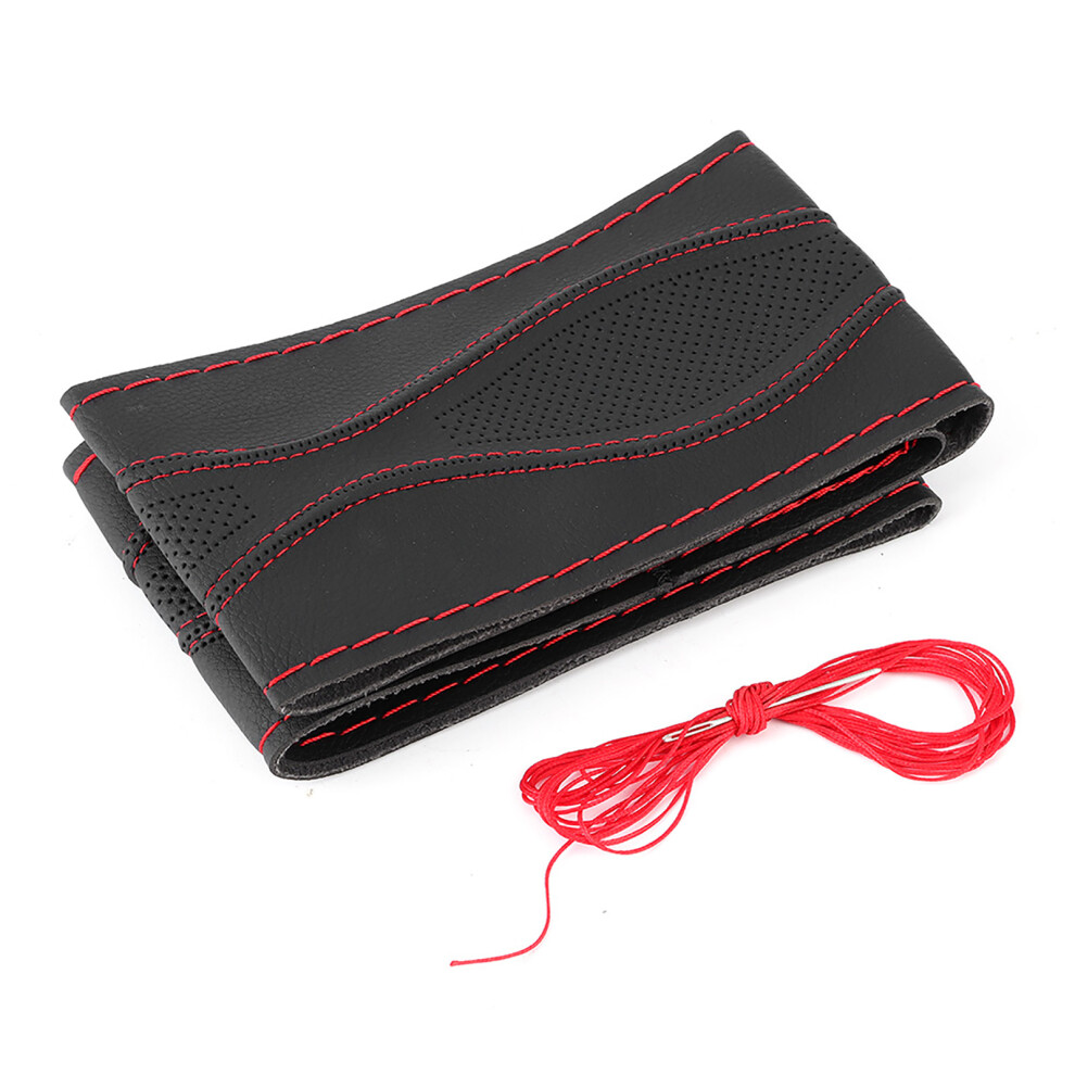 Smooth And Durable Microfiber Leather, 38Cm Stitch On Wrap Cover, Hand Sewn Steering Wheel Cover Easy To Sew And Cover, Diy Sewing Decorative And 9365509994412