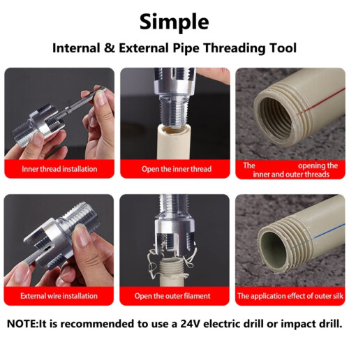 Double-Function Threading Die Set for Water Pipe Systems, Carbon Steel Adapter with Shank Design 2