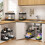 4-Pack Black 2-Tier Under Sink Organizer – Pull-Out Cabinet Storage with Hooks & Cups 4