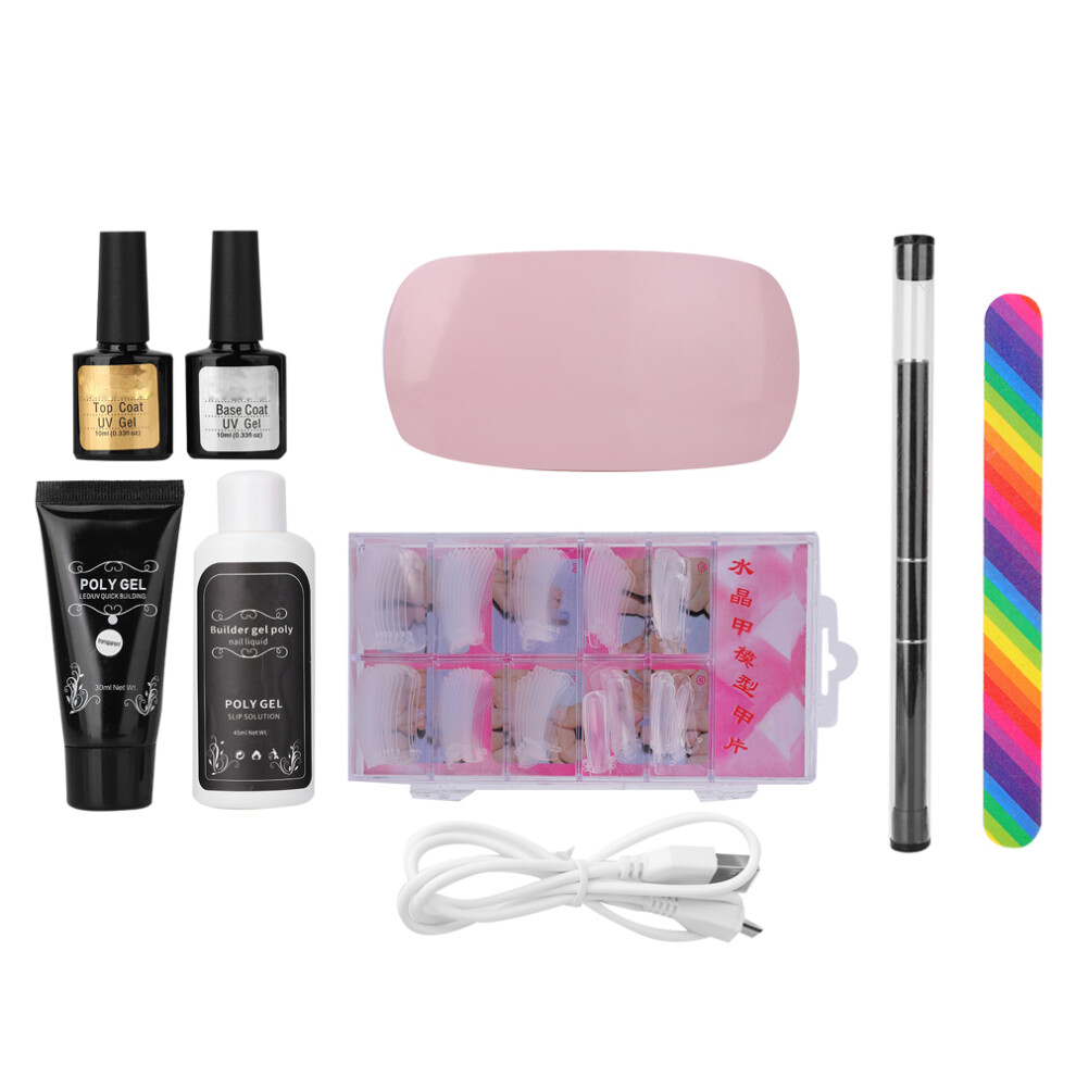 Nail File and Art Pen Included in Poly Extension Gel Manicure Kit, Poly Gel Nail Art Kits with Natural Look and Feel, Dual Forms and Slip Solution