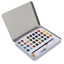 Travel Watercolor Set with High-Concentration Pigments, Portable Watercolor Kit Featuring Metallic Colors and Integrated Mixing Tray, Premium Quality