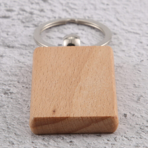 100 Blank Wooden Keychain Rectangular Engraving Key ID Can Be Engraved DIY 1