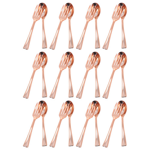 2Ensembles Mini Couverts Jetables Rose Gold En Ps Pour Décor Festif 2