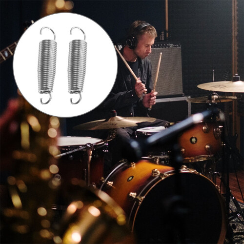 2Pcs Compact Metal Drum Tension Springs for Drum Pedal Silver Durable Performance 2