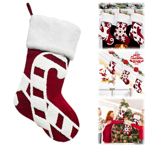 Roter Weihnachtsstrumpf mit gesticktem Elch, 45,7 cm 1