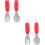2Ensembles Bébé Acier Inoxydable Rouge Fourchette 6