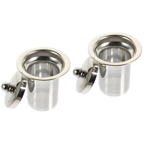 2Pcs Silver Metal Tea Filter Insert Practical Home Tea Accessories 2
