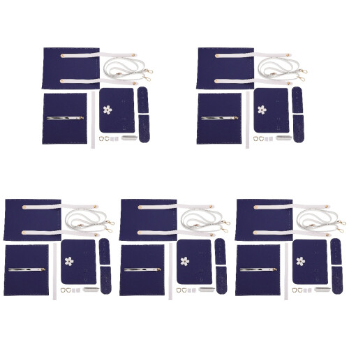5Sets Durable DIY Bag Material Dark Blue PU Craft Supplies 1