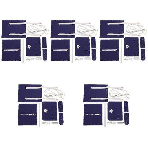 5Sets Durable DIY Bag Material Dark Blue PU Craft Supplies 2