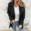 Women's Long Sleeve Classic Draped Open Front Lightweight Blazer Black, M 2