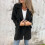 Women's Long Sleeve Classic Draped Open Front Lightweight Blazer Black, M 4