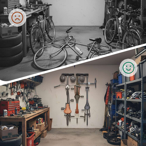 Wall Bike Rack with Rail - Holds Multiple Bicycles 2