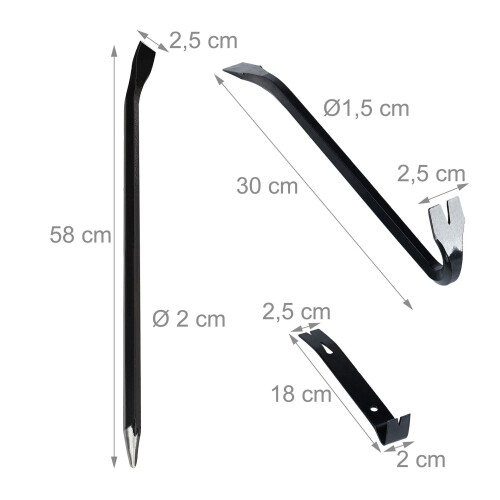 3-Piece Crowbar Set - Hardened Steel, Nail Pulling 2