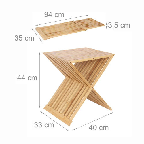 Hopfällbart växtställ i bambu - multifunktionell displaypall 2