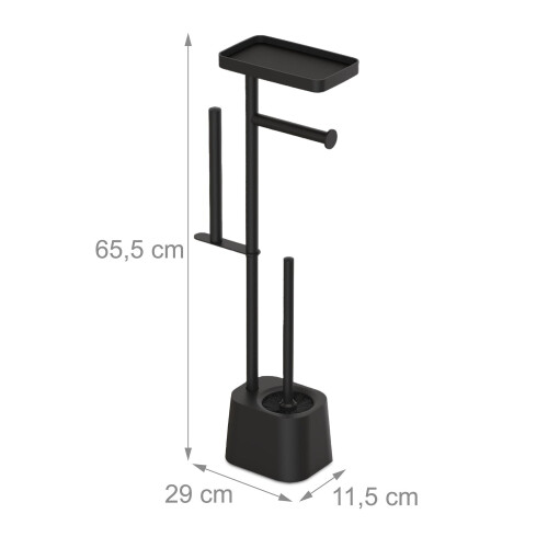 Toilettenpapierhalter mit Ablage und Bürste - Metall 2