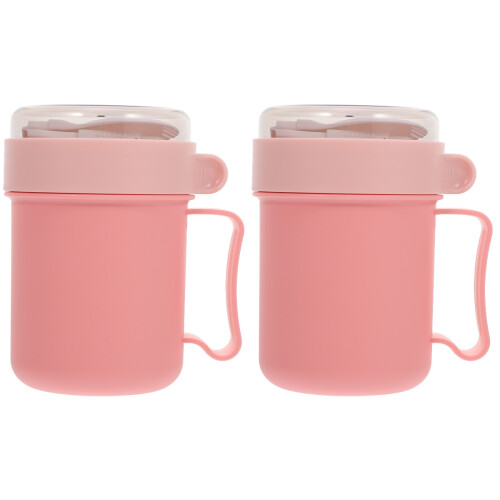 2Ensembles Coupes Soupe Céréales Rose Portables 1