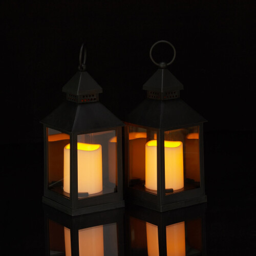 Sett med 2 LED-lykter - plast og glass 1