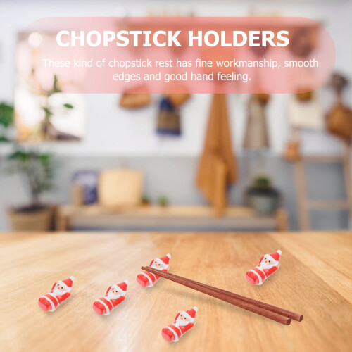 5Pcs Christmas Themed Ceramic Chopstick Holders Red Spoon Rests 2