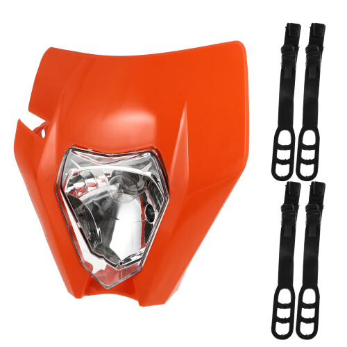 2Pcs Motocross Headlight Orange Plastic Compact Motorcycle Light 1