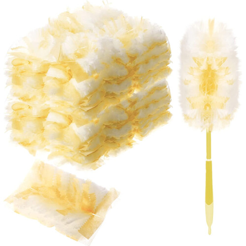 100 count Duster Refills Compatible with Dusters Disposable Replacement Thickened with 1 Handle for Cleaning, Office (Yellow) 1