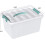 14 Quart Stackable Storage Bin with Latching Lid, Plastic Container Box to Organize Office, Crafts, Clear Base and White Lid, 8-Pack 2