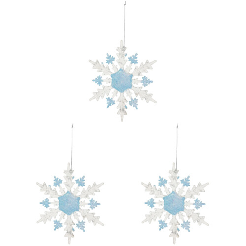 3Pcs Clear Blue Snowflake Hanging Ornaments for Xmas Tree Decor 2