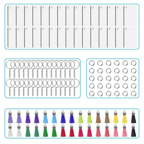 Sublimation Keychain Blanks Bulk 240Pcs Keychain Blanks Set with Rectangle Sublimation Blanks,for DIY Keychain Crafting 2