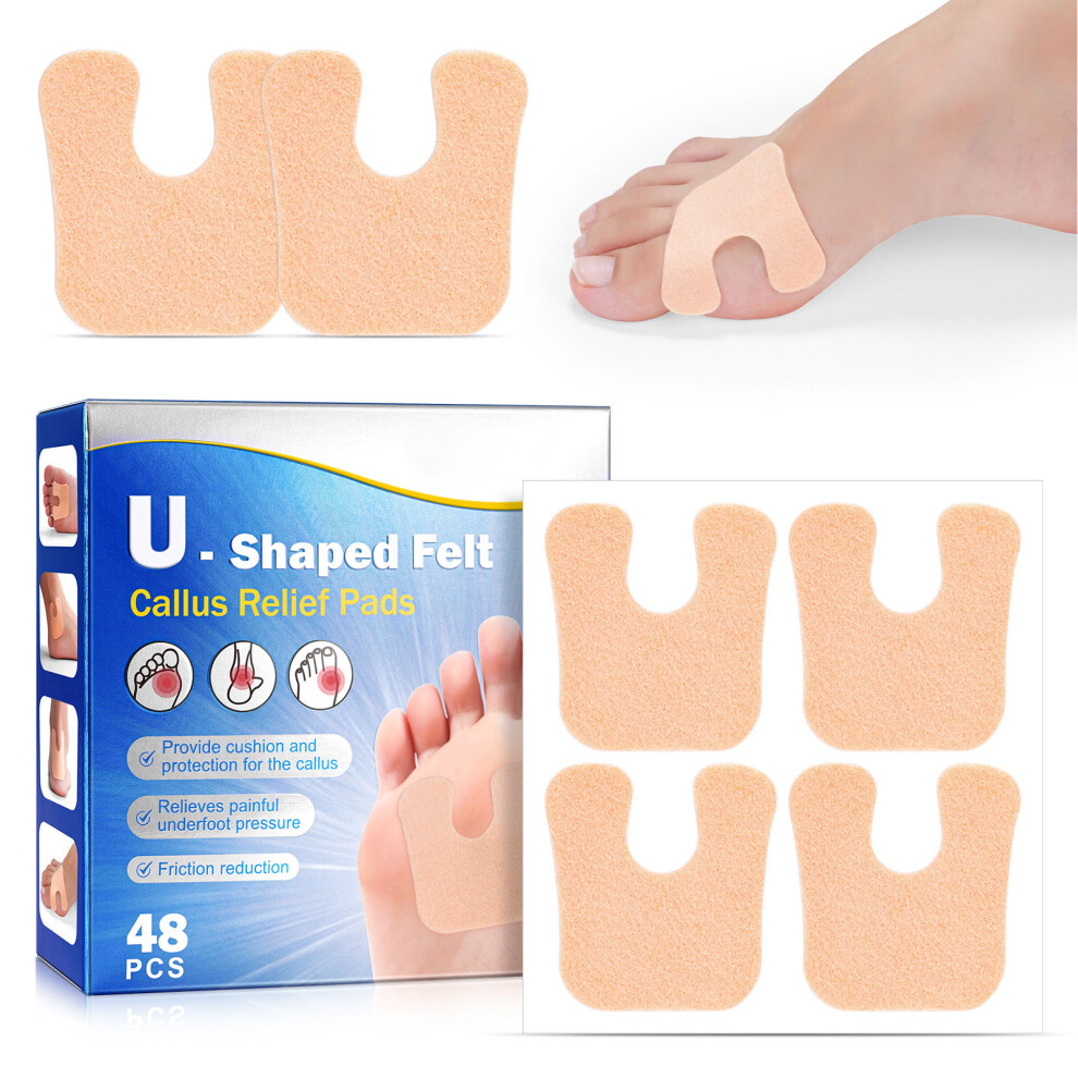 48 Pack U Shaped Felt Insole Pads Anti Rub