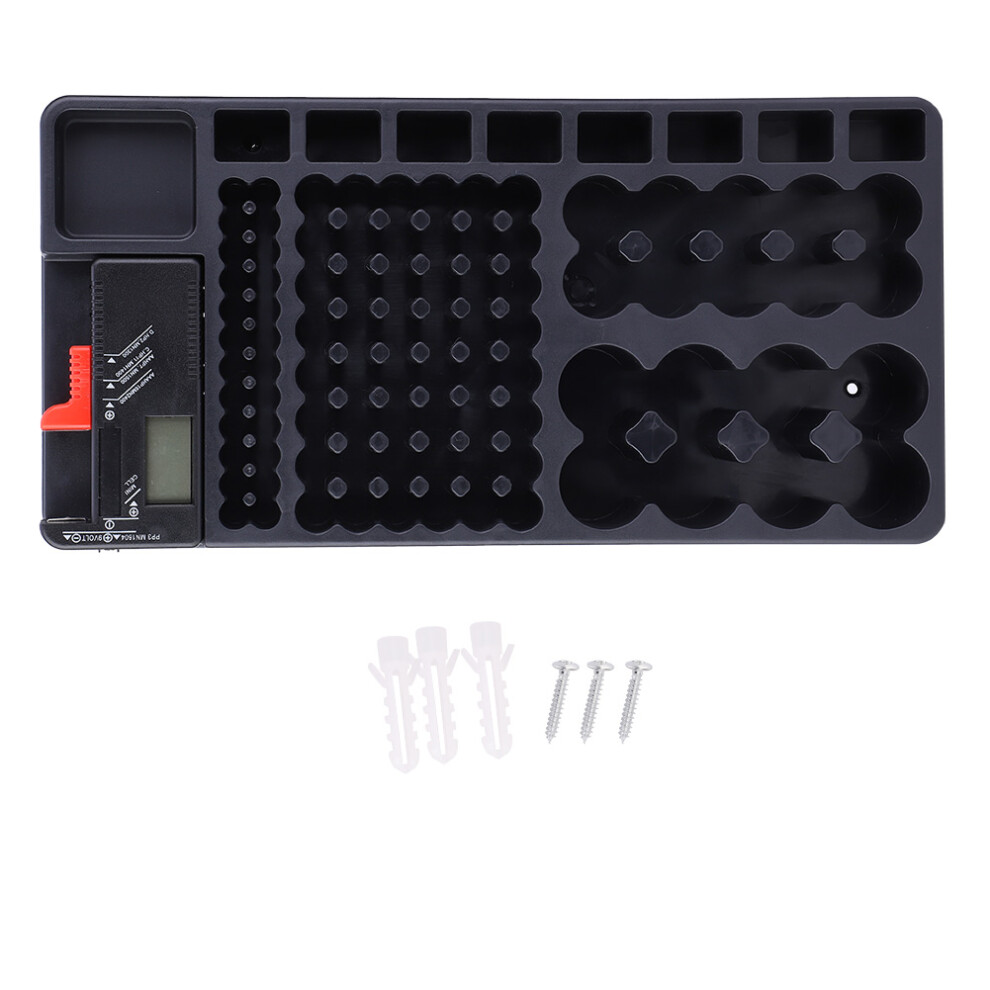 Battery Storage Case With Tester Battery Organizer Wall Mountable Double Sided Design Compact Storage Box With Removable Battery Tester For All 9557311488061