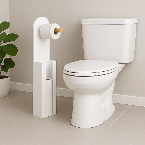 Portarotolo da appoggio 2 in 1, in bambù e metallo 1