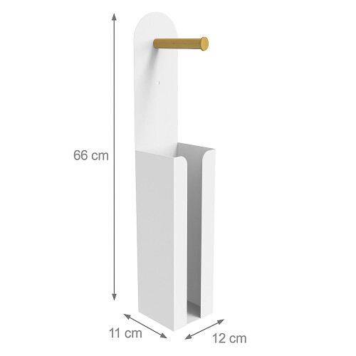 Portarotolo da appoggio 2 in 1, in bambù e metallo 2