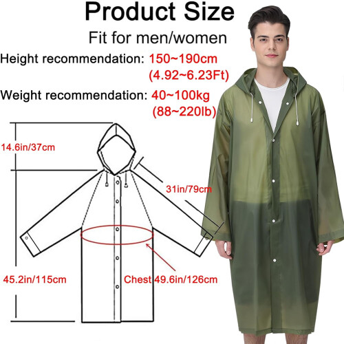 Αδιάβροχα Πόντσο για Ενήλικες, Επαναχρησιμοποιούμενα, 2 τεμάχια αδιάβροχα 1