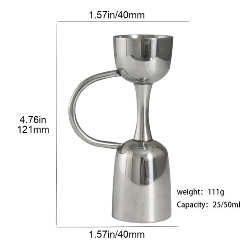 Δοχείο μέτρησης διπλής όψης για κοκτέιλ, 25ml-50ml από ανοξείδωτο ατσάλι με εργαλείο 1
