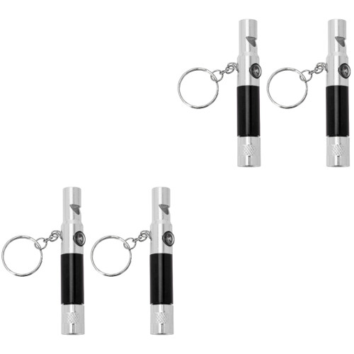 4Pcs Lightweight Survival Whistles with Compass Keychain and LED Light 1
