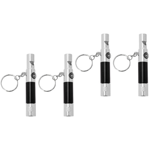 4Pcs Lightweight Survival Whistles with Compass Keychain and LED Light 2