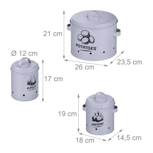 Scatole per conservare patate, cipolle e aglio - Set da 3 2