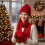 Conjunto de gorro, cachecol e luvas de veludo cor vinho para o inverno 3