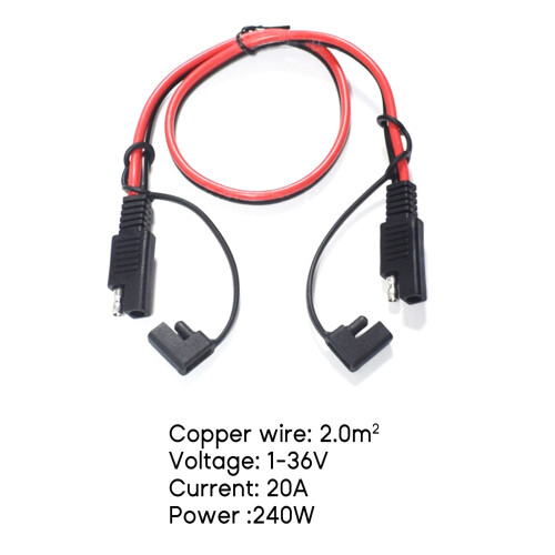 Cabo de extensão SAE 14AWG com conector SAE de desconexão rápida para painel solar, 50 cm/20 polegadas. 1