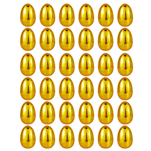 Golden Easter Eggs (12 pcs, 3.1"), Openable Shell, Plastic Empty Eggs for DIY, Basket Stuffers, Egg Hunt Prizes – Compatible with Easter activities 1