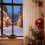 Christmas Ball Curtains 2 Pack Red Snowflake Pine Design 4