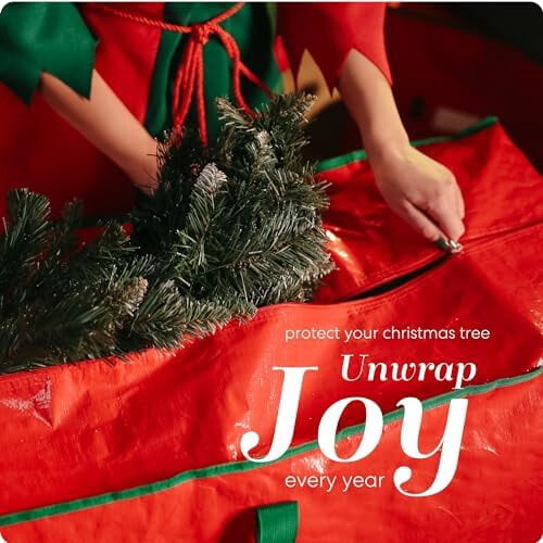 Christmas Tree Storage Bag for 7.5ft Artificial Tree – Waterproof, Zippered, with Handles (Red) 1