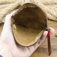 4X Leather Coin Purse,for Women&Men Vintage Handmade Wallet, Card Holder Bag,Zipper Purses