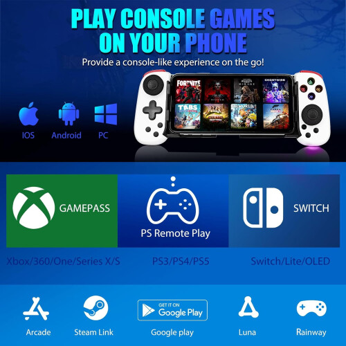 Controle Bluetooth para jogos mobile iOS e Android, gamepad retrátil sem fio – Transforme seu celular em um console! Compatível com 2