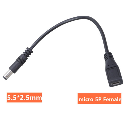 Θηλυκό USB 5 ακίδων 5V 5.5x2.5mm αρσενικό καλώδιο σύνδεσης προσαρμογέα 22AWG χάλκινο 1